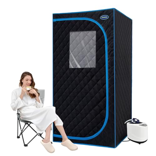 OSMOS SPA Portable Steam Sauna Tent Full Size, Oversized Personal Sauna Kit for Home Spa, Lightweight Sauna Box with Steamer, Time & Temperature Remote Control, Foldable Chair, 32