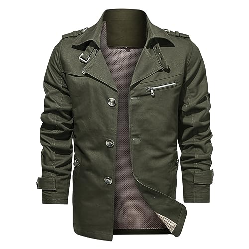 Gabardina para hombre slim fit de un solo pecho y estilo casual