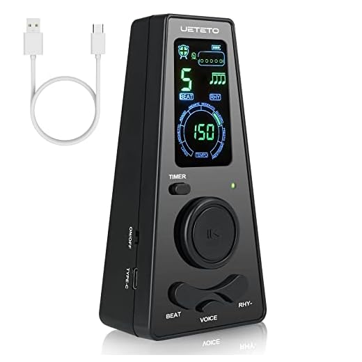 Ueteto Digital Metronome with Timer, English Vocal Counting, One Touch Operation and Easily Readable Color Display Electronic Metronome with Volume Control for Piano Guitar Drum Violin