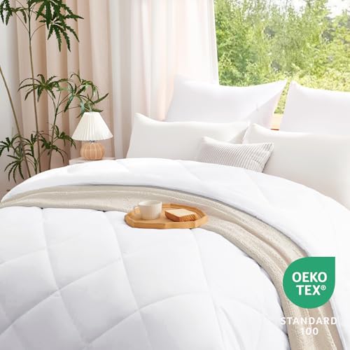 WAVVE Bettdecke 200x200cm Ganzjahresdecke 4 Jahreszeiten, Steppdecke 300gsm Mikrofaser 200x200 cm, Super Weiche Zudecke Schlafdecke Atmungsaktive 200 x 200 Weiß