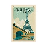 Affiche de voyage vintage Vallée de Paris France - Décoration de chambre à coucher, Paysage sportif, bureau, décoration de chambre, cadeau, sans cadre : 30 x 45 cm