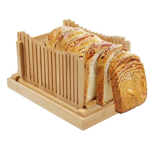 Bamboo Adjustable Bread Slicer with Crumb Tray