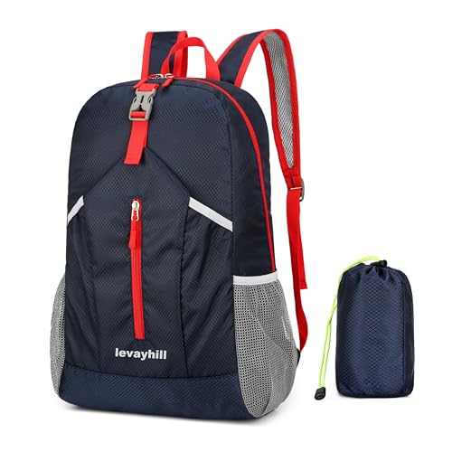 levayhill 25L Foldable Hiking Backpack,Small Packable Daypack,Dark Blue