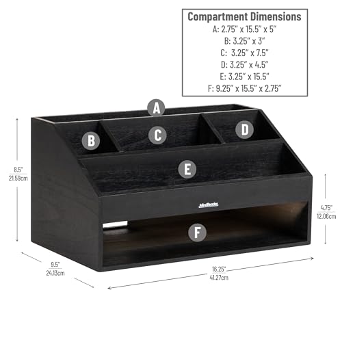 Gestion des cordons et rangement bureau bois noir Mind Reader pour tri de documents compact