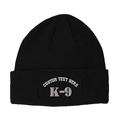 Custom Patch Beanie K-9 Silver Logo Embroidery Acrylic Skull Cap Hats for Men & Women Black Design Only