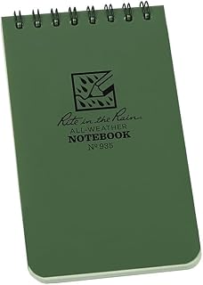 Rite In The Rain Weatherproof Top Spiral Notebook, 3" x 5", Green Cover, Universal Pattern (No. 935)