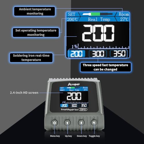 Kit de ferro de solda Estação de solda de 120 W, alça de solda inteligente, 3 configurações de armaz
