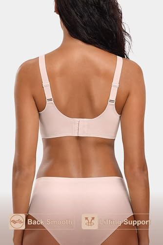 Vertvie Womens Seamless Bras(Skin,3XL)+ Wireless Plus Size Bras(Skin,3XL)