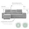 BUDWING-John-Sofa-Cama-de-3-plazas-con-Chaise-Longue-y-cabeceros-Regulables BUDWING John Sofá Cama de 3 plazas con Chaise Longue y cabeceros Regulables