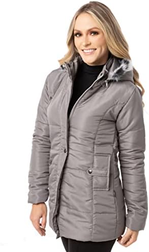 Sobretudo Jaqueta Feminina Com Capuz Removível Frio Inverno (Cinz...