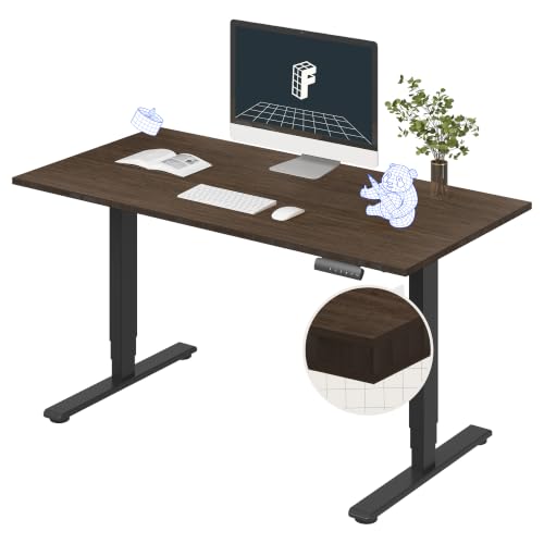 Image of FLEXISPOT E6 Bamboo 3-Stage Dual Motor Electric Standing Desk 55 x 28 Sit Stand Up Desk, Holds 220 lbs, Adjustable Height w /Memory Presets, Solid Walnut Bamboo Desktop & Black Frame, Ships in 2 Boxes