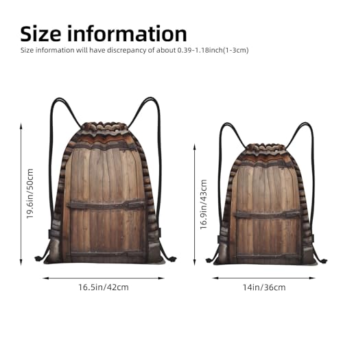 Rustic Wooden Door Drawstring Backpack Water Resistant String Bag Sports Sackpack Gym Sack Beach Swim Travel Daypack2