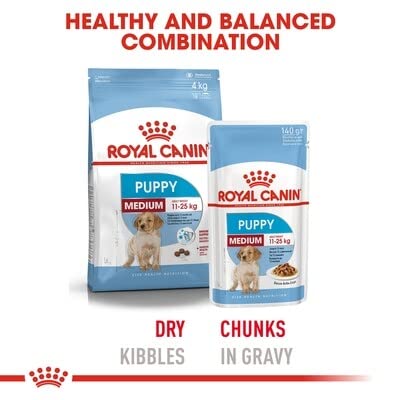 Royal Canin Medium Puppy In Saucennassfutter (40 x 140 g-Beutel) für Hunde, Welpen, Mittelgroße Rassen, Unisex, 5.6 kg