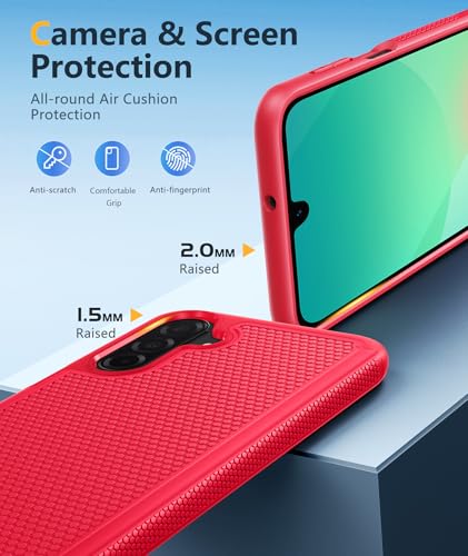 Image of FNTCASE for Samsung Galaxy A26-5G Case: Dual Layer Protective Heavy Duty Cell Phone Cover Shockproof Rugged with Non Slip Textured Back - Military Protection Bumper Tough - 2025, 6.7 inch (Red)