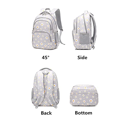Daisy-Print School Backpack Set With Lunch Kits Bookbag For Teenager Girls 3Pcs Gradient Schoolbag For Primary Student #TOP2