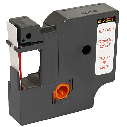 Cartridges Kingdom Ruban Étiquette compatible pour Dymo D1 45015 (12mm x 7m) rouge sur blanc Cover