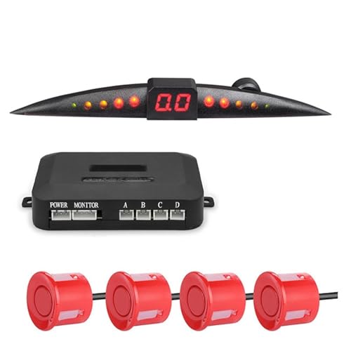 �����ԕ��i �ԗp�u���C���h�X�|�b�g���j�^�[ 12V �p�[�L���O�Z���T�[�L�b�g 22mm �ԗp �p�[�N�g���j�b�N LCD �f�B�X�v���C �r�[�v�� ���o�[�X �o�b�N�A�b�v ���[�_�[���j�^�[�V�X�e�� 4�Z���T�[(Red)