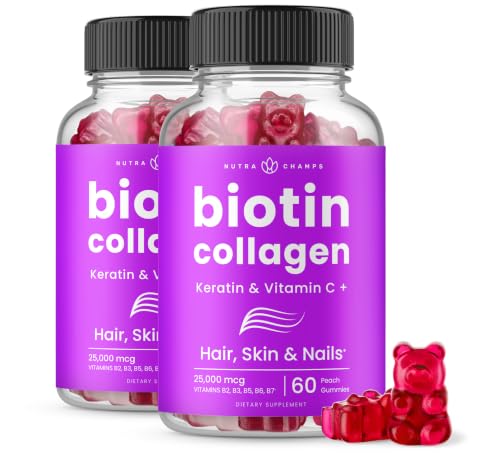NutraChamps Biotin Gummies 10,000mcg with Collagen and Keratin