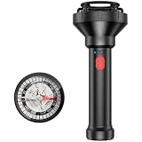 QOXEZY Torcia LED compatta vintage con bussola integrata, 5 modalità di illuminazione, ricarica rapida di tipo C, resistenza all'acqua IPX4, per campeggio, escursionismo, ciclismo notturno