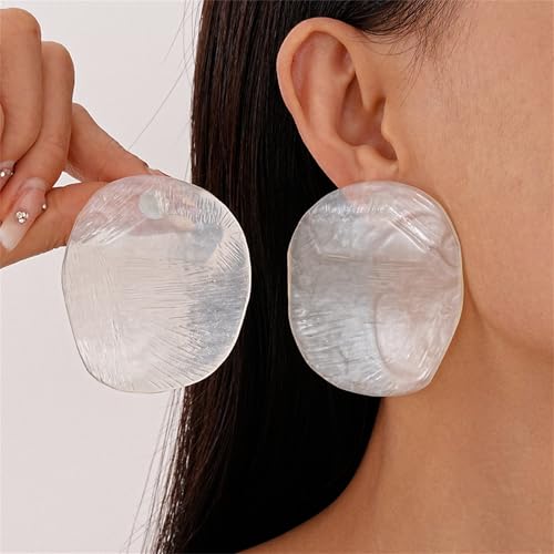Color Resin Acrylic Earrings,Vintage Candy Color Big Round Studs Earring Chunky Exaggerated Geometric Drop Earring Statement Beach Vacation Jewelry2