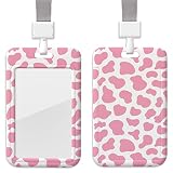 Mcewoel Pink Cow Print ID Badge Holder with Lanyard, Name Tag ID Card, Office Supplies Cow Gifts for