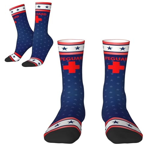 PAUPPY Funny-Lifeguard-Cross-Gifts Women Girls Knee High Socks Long Tube Socks Unisex Soft Cozy High Calf Athletic Socks2