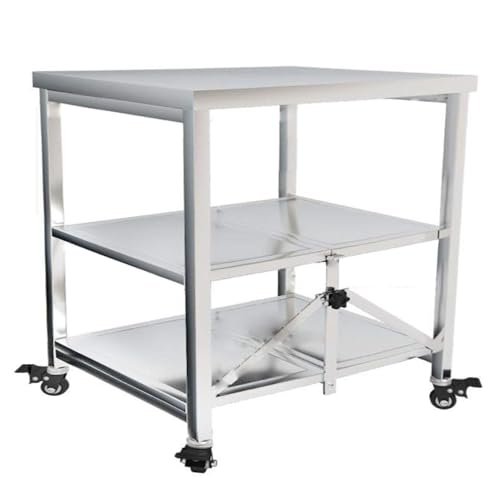 Carro Utilitario Grande de Acero Inoxidable de 3 Niveles, para Cocinas, Restaurantes, Garajes, Hoteles, Carro de Servicio con Ruedas con Almacenamiento y Bloqueo
