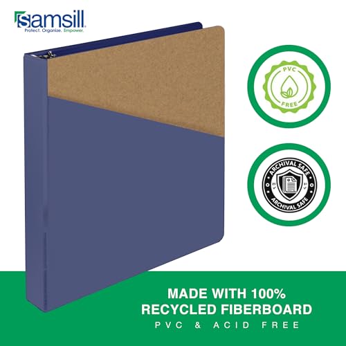 Image of Samsill Durable 1 Inch Binder, D Ring Binder, Customizable Clear View Cover, Midnight Blue, Holds 225 Pages