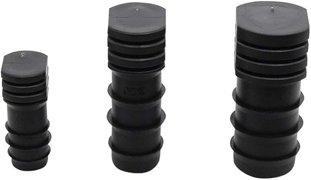 Leakproof Hose Fittings Garden Irrigation Pipe End DN16, DN20, DN25 Water Stop Garden Joint Irrigation Pipe Fittings 10 Pieces Of Drip Irrigation Color Black, Diameter DN16