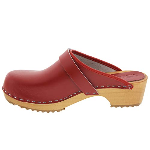 Image of Bjork Maja Wood Open Back Leather Clogs