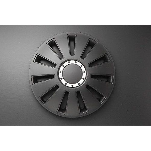 Jeu De 4 Enjoliveurs Centurion Noir/Bleu 14 Pouces - Plastique ABS Solide, Montage Sans Outil