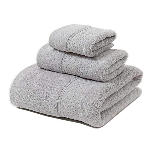 JARITTO Ensembles de serviettes de Bain Toilette 3 Pièces Ensemble 1 Drap de Douche + 1 Essuie-Mains + 1 Débarbouillette Coton Doux (Gris Clair) Cover