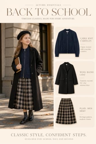 Image of GRACE KARIN Girls Knit Cardigan Sweater Zip Long Sleeve Kids School Uniform Fall Jacket Size 6-14