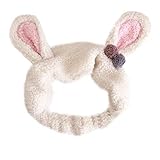 TKFLOAT Facial Headbands White Lovely Soft for Women Bowtie Rabbit Beauty Headbands Elastic Hair Band Available in Two Colors