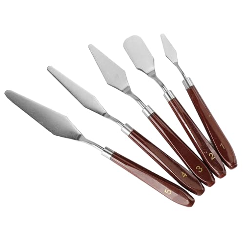 5 Piece Palette knifes Painting Knife Set,Painting Knives Stainless Steel Spatula Palette Knife Oil Painting Accessories for Oil, Acrylic Paint,Painting,ColorMixing,Smearing,Cake Decorating,