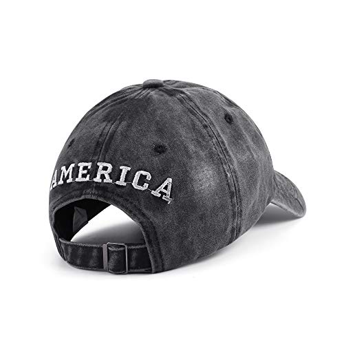 Faleto Usa Hat Baseball Cap Us Patriotic Hat Dad Trucker Cap Classic Polo Style Black #TOP3