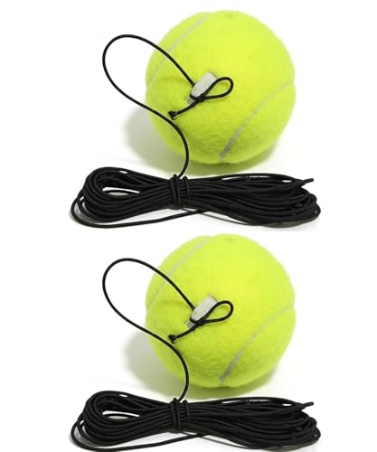 Image of Tennis Trainer Rebound Ball with Elastic Rope for Solo Practice - Self Training Tennis Ball with String for Beginners, Kids & Adults | Indoor Outdoor Tennis Practice Equipment (Pack of 2)