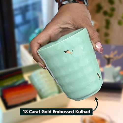 Image of CHAYAM Delightful Brews Birthday Tea Gift Set | 12 Premium Assorted Tea Bags with 1 Elegant Kulhad Mug | Thoughtful Gift Hamper for Birthday