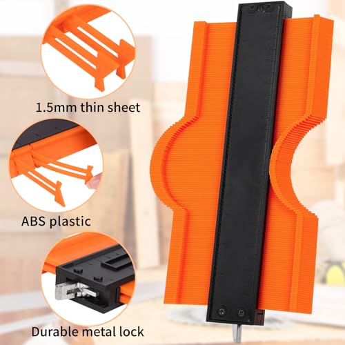CIRULLI 2 Pack Konturenlehre 25cm+12cm mit Feststeller, Konturschablone für Laminat,Weihnachtsgeschenk Set für Vater, Handwerker Geschenke,Werkzeug set für Holzbearbeitung und Bodenverlegung Laminat
