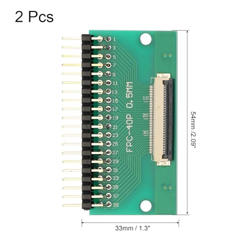 MECCANIXITY 2pcs FFC FPC Connector Board 40 Pin 0.5mm Socket to 2.54mm Double Row Right Angle Pin Header Strip Adapter, PCB Converter Board for DVD TV/Digital Cameras/Laptops