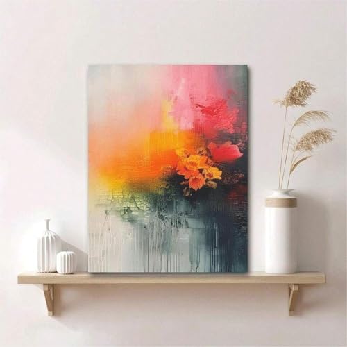 Toile moderne abstraite pour raviver un mur vide avec cadre doré
