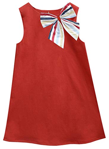 Image of A.T.U.N. (ALL THINGS UBER NICE) Girls Printed Sleeveless Knee Length Casusl Dress with Bow Style