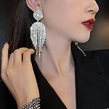 Missgrace Bohemian Dainty Full Rhinestones Statement Drop Dangle Earrings for Women Fashion Girls Te