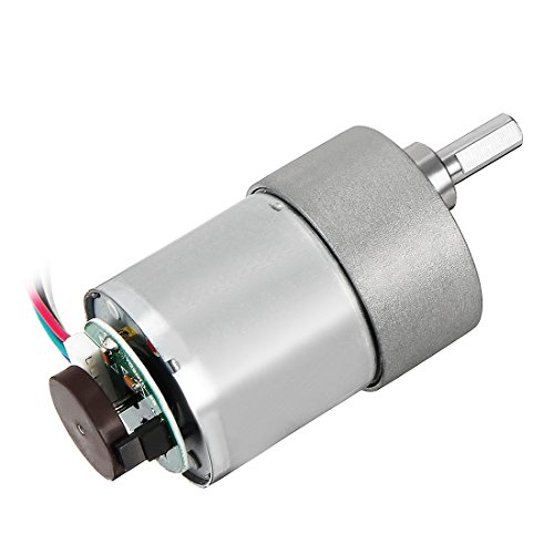 Uxcell Gear Motor With Encoder Dc 12V 800Rpm Gear Ratio 6.25:1 D Shaft Metal Encoder Gear Motor Silver 37Dx49L Mm For Robot Rc Model Diy Engine #TOP1