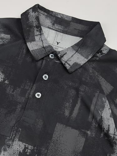 Image of TECHNOSPORT Mens Slim Fit All Over Print Half Sleeve Polo T-Shirt with UPF50+, Quick Dry for Regular Use