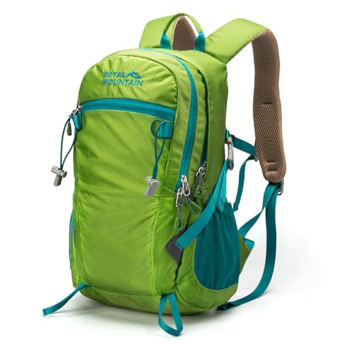 Image of POWER KING Lightweight Hiking Backpack with Rainproof Cover 20L Foldable Travel Rucksack Bag for Women Men Outdoor Casual Daypack for Student, Fit for 14 inch Laptop (Grass Green, 20L)