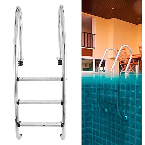Escalera para piscina con 3 peldaños antideslizantes acero inoxidable miniatura 1