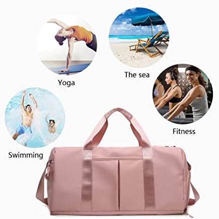 Sports Gym Bag for Women and Man Travel Bag with Shoes Compartment Dry&Wet Pocket Gym Duffel Bag Weekender Bag (Pink) 5 Sports Gym Bag for Women and Man Travel Bag with Shoes Compartment Dry&Wet Pocket Gym Duffel Bag Weekender Bag (Pink)