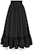 INOGIH Womens Casual-Elastic-Ruffled Renaissance-Skirt Victorian-Layered-Medieval Layered Maxi Skirts Black