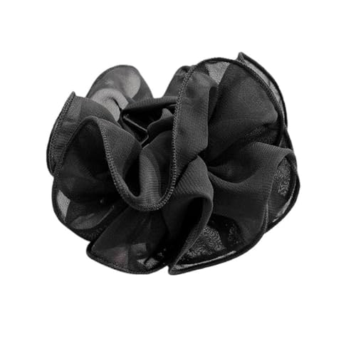 1 pinza de gasa grande negra, lazo para el pelo, cinta de tela de gran tamaño, flor rosa, para mujer, pinzas para el pelo, pinzas para el pelo, accesorios para el cabello